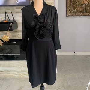Kenneth Cole Black Front‎ Ruffle Ruching Size 8